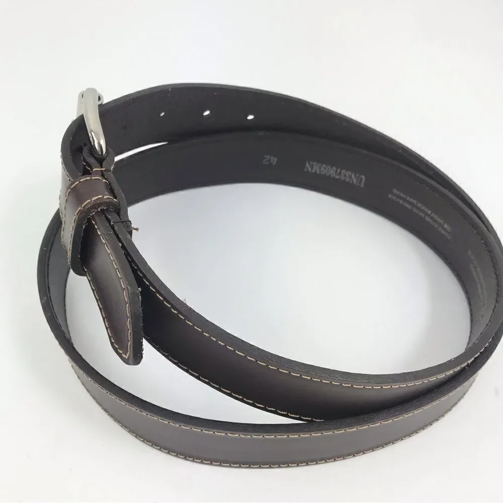 14th & Union Dark Brown Saddle Leather Nickle Free Buckle Belt New no Tags